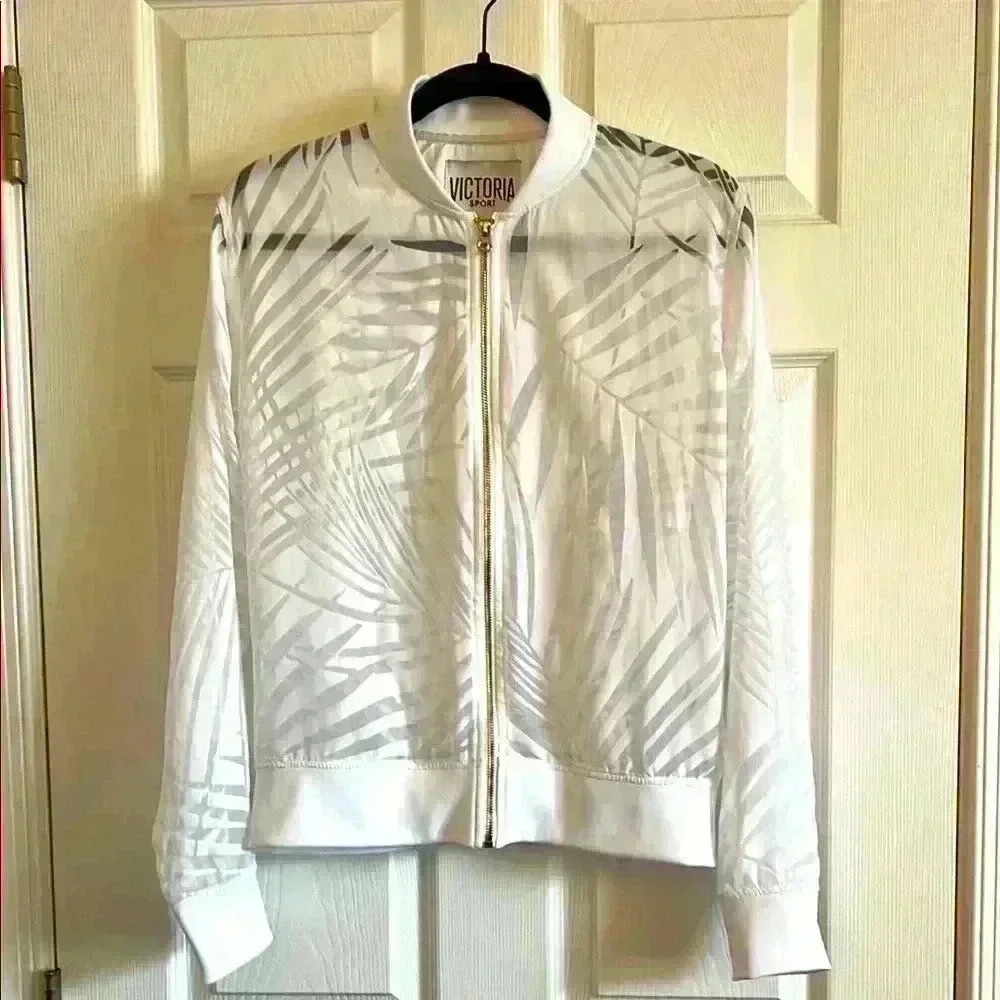 Victoria Sport white Palm Print Jacket Small Petite
